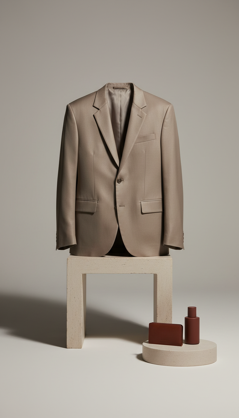 Taupe silk unisex blazer