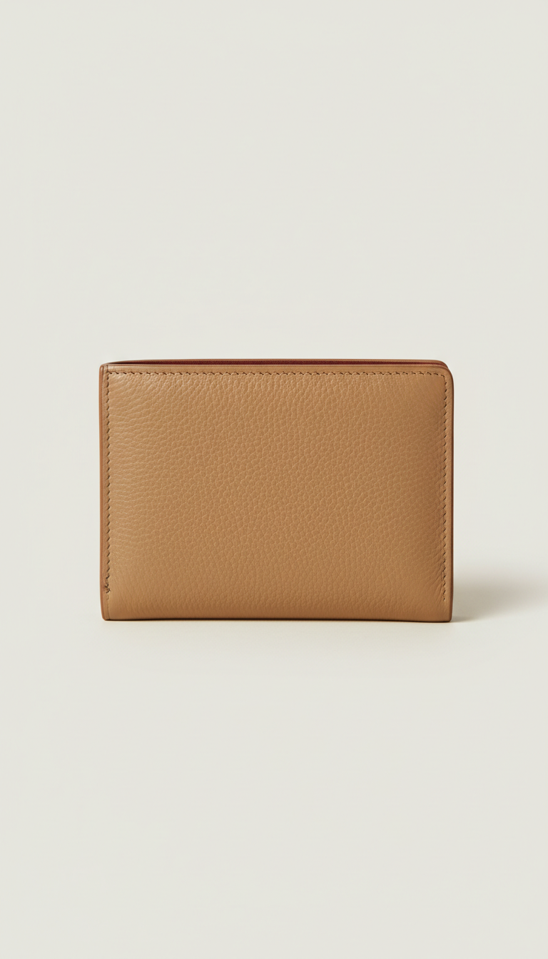 Champagne leather trifold wallet